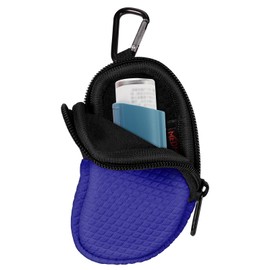 MEDMAX Neoprene Asthma Inhaler Holder, Protective Portable Travel Handy Holster, Lightweight Carrying Case with Carabiner Clip and Mesh Pocket Inside, Inhaler Not Included (Case Only) (Navy)
