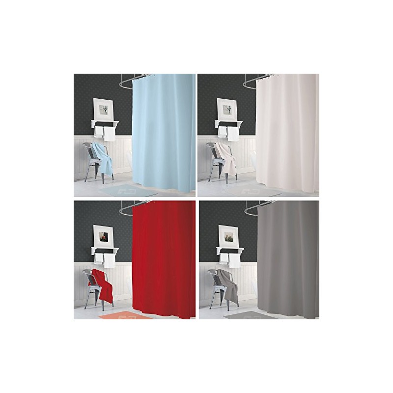 Tropik Home Narrow Width, Extra Long Red Bathroom Fabric Shower