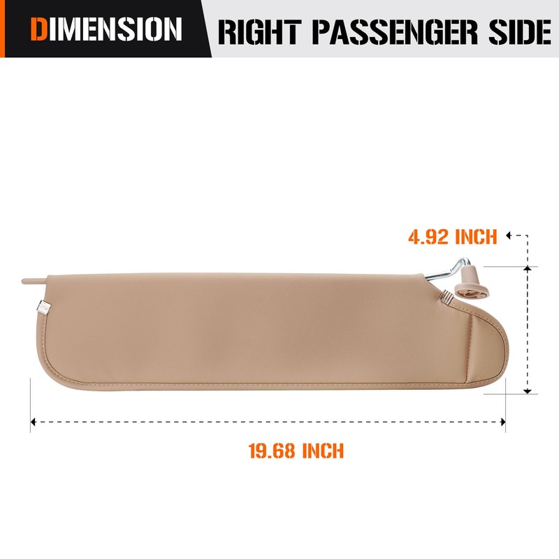 Sun Visor for 1997-2002 Jeep Wrangler & TJ, Right Passenger