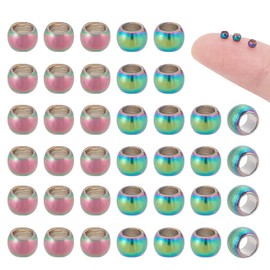 arricraft 100 Pcs Rainbow Color Stainless Steel Crimp Beads, 2.5x1.5mm Rondelle Beads Cord End Caps Tubes Ends Beads Mini Stopper Beads for Jewelry Necklace Earrings Making