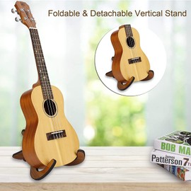 TAORAYO Wooden Ukulele Stand, Portable Ukulele Stand, Wooden Instrument Stand, X-Shape, Foldable, Easy Assembly, Instrument Stand Holder for Small Guitar/Ukulele/Violin/Banjo/Mandolin