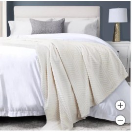 Life Comfort, 66" x 96" Oversized Plush Textured Throw (Choose Color) - Ivory