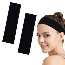 ASIRYVA 2 PCS Black Headbands, Stylish & Durable Head bands for Women, Perfect for Sports, Sweat Bands, Fashion, Makeup and Everyday Use (7cm)