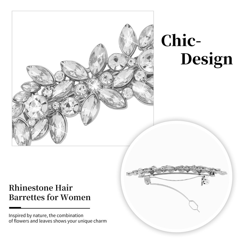Rhinestone hair barrettes with mini flower clips