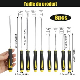 8 Pcs Mechanical Precision Hook and Screwdriver Set Hook and Screwdriver Set Door Panel Removal Tool Puller Seal Long Reach Hooks