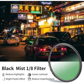 WalkingWay 72mm Black Diffusion 1/8 Filter Mist Dreamy Cinematic Effect Filter with Ultra Slim and Multicoating Optical Glass for Video/Vlog/Portrait Photography