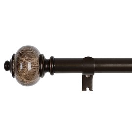DAINTIER 1 inch Single Window Curtain Rod with Marbled Finial,36-72 inch,Polished Bronze