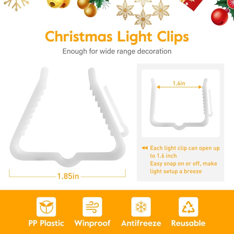 C7 C9 Christmas Lights Clips - 200 Count Outdoor Shatterproof