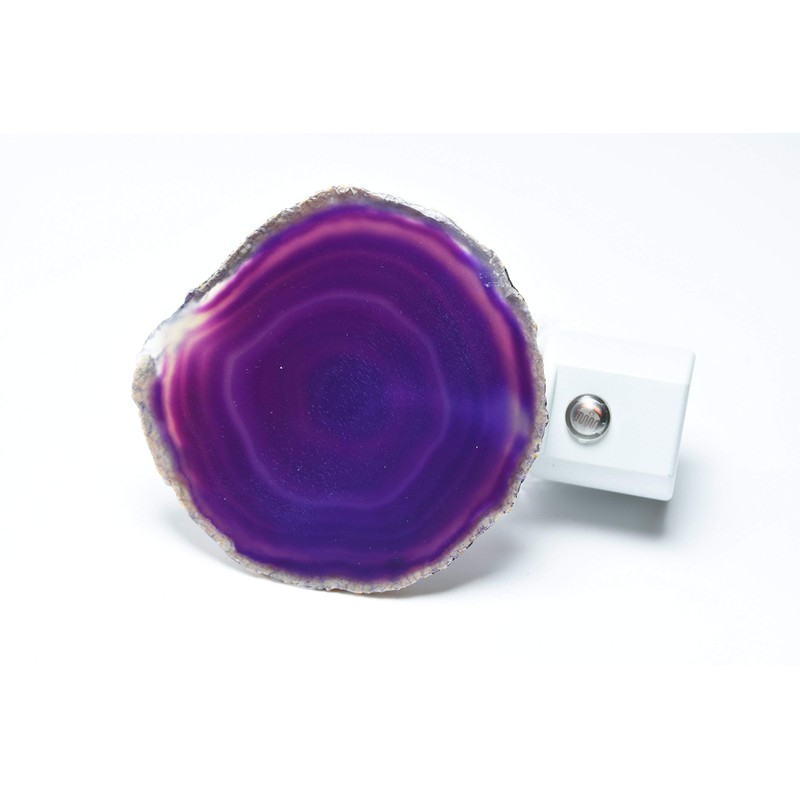 Purple Agate Slice LED Night Light with Auto Sensor -