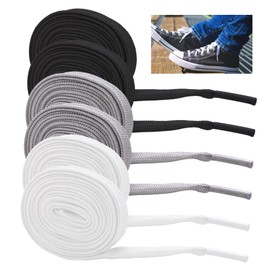 Thick Shoelaces, 3 Pairs Shoelaces, Flat White Shoelaces for Trainers, Laces, Wide Rope Laces, Campus Grey, Tear-Resistant Trainers, 140 cm, for Trainers, Sports Shoes, Leisure Shoes, Rubber Laces,