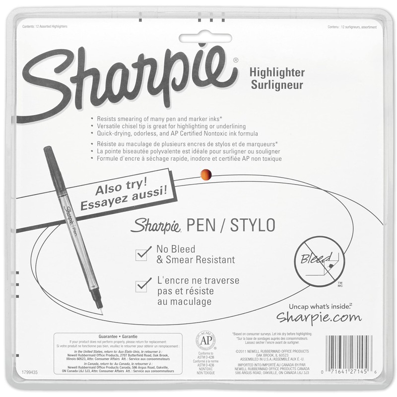 Sharpie Pocket Highlighters, Chisel Tip, Quick Dry, Assorted Fluorescent Colors,