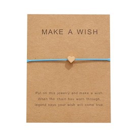 ALRNBY Gold Heart Bracelet for Couples Friends Dainty Simple Bracelet Red String Bracelet for Teen Girls Gift (Blue String)