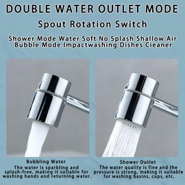 1080° Rotating Faucets Extender, 2 Modes Rotatable Faucet Aerator Extension