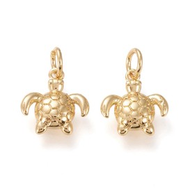 DanLingJewelry 10Pcs Golden Color Sea Turtle Charms Marine Life Ocean Animal Charms for Jewelry Making Necklaces Bracelets, Non-Precious Metal, No Gemstone