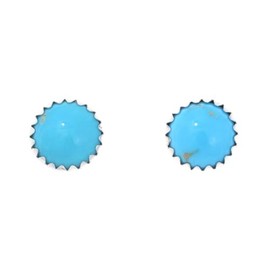 Genuine Natural Sleeping Beauty Turquoise Silver Earrings Navajo 10mm Unisex Post Stud Design 0016