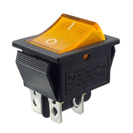 Rocker Switch, Device Switch, Rocker Switch, 4-Pole, 16 A, 250 VAC, 28 x 21 mm, Rocker Switch Yellow LED Lighting