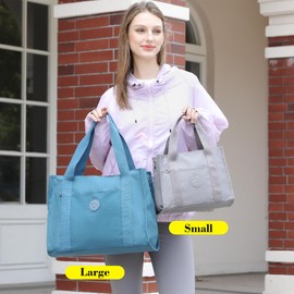 AOCINA Small Tote Bag for Women with Zipper Satchel Bags Crossbody Tote Purse Shoulder Handbags for Work Nurse College Gift(Grey Leaves Small)