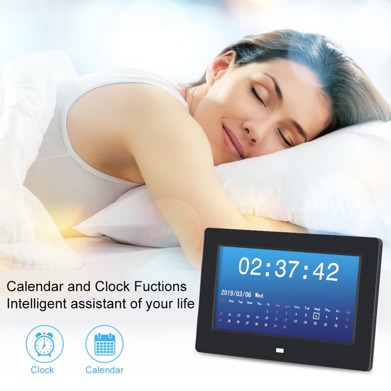 7Inch 1024*600HD Digital Photo Picture Frame Alarm Clock Player Album