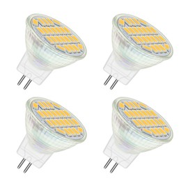 Akynite MR11 GU4 12V LED 4W Warm White 3000K, 120 Degrees, 400LM, MR11 35W Halogen Replacement, AC DC 12V-24V LED Recessed Spotlight GU4 MR11 Warm White for Ceiling Light, Not Dimmable, Set of 4