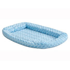 Double Bolster Pet Bed | Blue 36-Inch Dog Bed ideal for Medium / Large Dog Breeds & fits 36-Inch Long Dog Crates