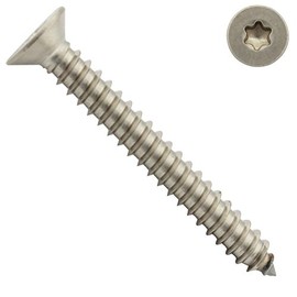Self-tapping screws with countersunk head, 4.8 x 32 mm, pack of 50, form C (with tip), (hexalobular drive TX), DIN 7982 (ISO 14586), stainless steel A2 V2A, SC7982