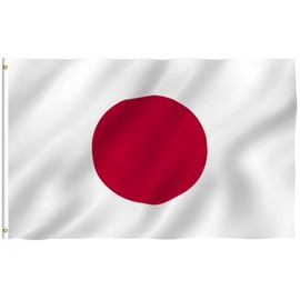 Anley Fly Breeze Bandera de Japón de 3 x 5 pies, Color Vivo y Resistente a la decoloración UV, cabecera de Lona y Doble Costura, Banderas Nacionales japonesas de poliéster con Ojales de latón