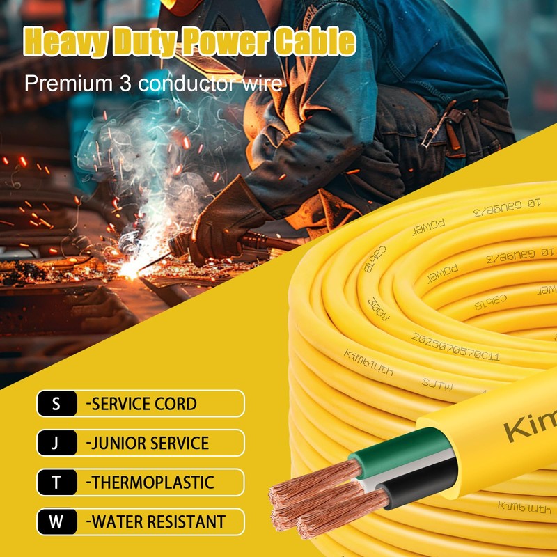 Kimbluth SJTW 14/3 Wire 50FT Heavy Duty Copper Wire, 14
