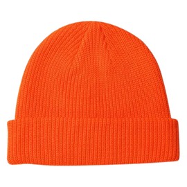 JILANI HANDICRAFT Trawler Beanie Winter Fisherman Beanie for Men Knit Cuff Unisex Skullcap (Acrylic, Orange)