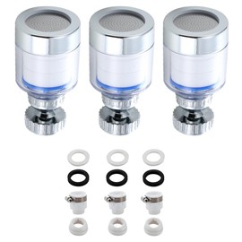 TopHomer 3 Pack Sink Water Filter Faucet, Universal 360 ° Rotating Kitchen Faucet Water Purifier, Bathroom Faucet Filter for Home Kitchen & Bathroom