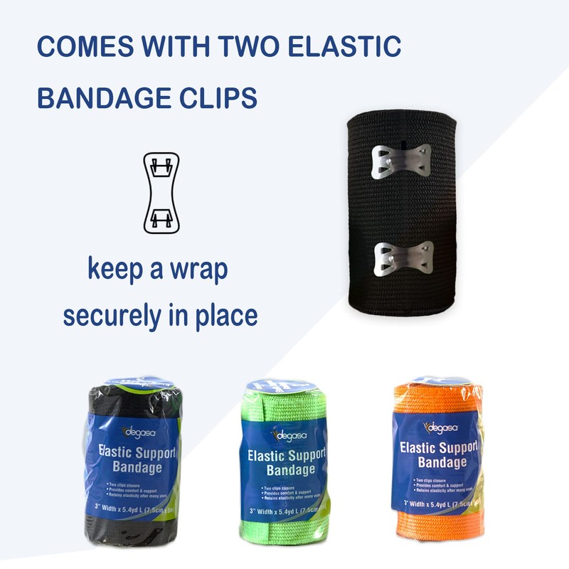Degasa Elastic Bandage wrap with Closures Clips, 1 Pack, Random