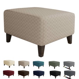 MAXIJIN - Fundas protectoras de jacquard otomanas plegables para taburete de almacenamiento, fundas protectoras para muebles, fundas rectangulares gruesas y suaves para reposapiés con fondo elástico (otomana grande, caqui)