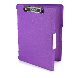 Dexas Slimcase 2 Plastic Clipboard with Storage and Side Opening, Purple Glitter, Office Supplies Clipboards to Organize, Carry and Store, A4 Holder, Style and Functionality Nursing Clipboard