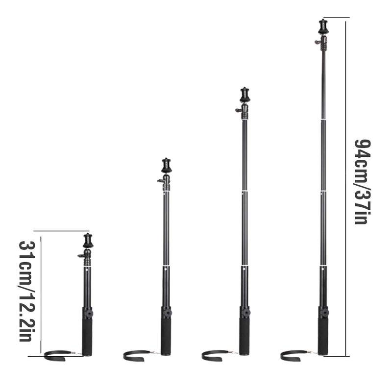 Handheld Selfie Stick Aluminium Alloy Adjustable Extension Rod with 1/4''