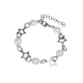 Todu Vintage Punk Y2k Star Chain Bracelets Lightweight Aesthetic Accessories Grunge Cool Couple Friendship Christmas Jewelry For Women(No Pearls)