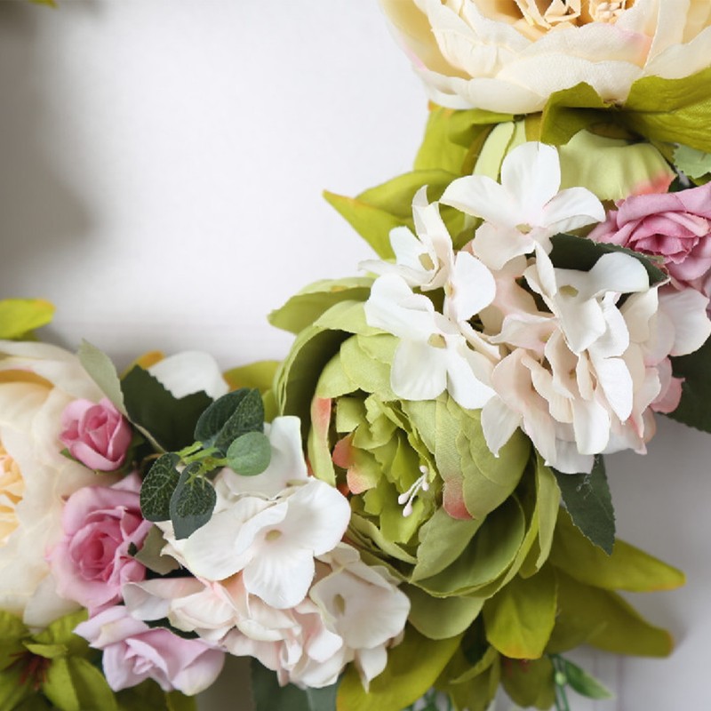 Artificial Peony Wreath Rattan Silk Cloth Simulation Decorative Front Door