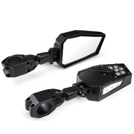 Aluminum UTV Side Mirrors With Led Rock Lights, Left Right Set Cage Mount Fits Polaris RZR Roll Bar