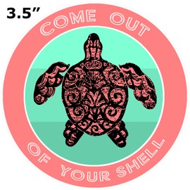 Athena Brands Tribal Turtle Come Out of Your Shell - Car Truck Window Bumper Sticker Decal - Lobster Claw Red