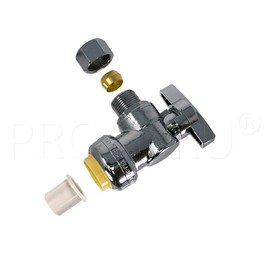 [10-Pack] PROCURU PushFit Angle Stop Valve 1/2" Push x 3/8" OD Comp, Quarter-Turn Push-to-Connect Brass Shutoff Valve for Copper, PEX, CPVC, PE-RT, HDPE Pipes, LF Certified Safe (8X8012-11T)