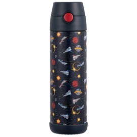 Snug Kids Flask - Stainless Steel Insulated Water Bottle with Straw for Children/Toddlers (Girls/Boys) - Space, 500ml