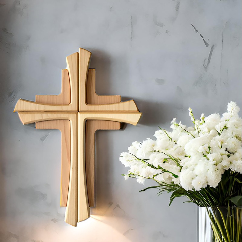 Kaltner Präsente Geschenkidee - Wandkreuz Echtes Holz Buche und Ahorn