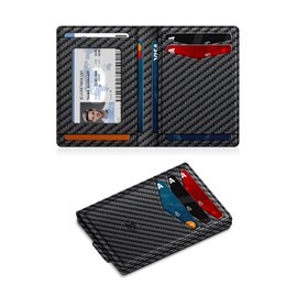 ZALVEX Wallet for Men Slim Leather Wallets for 12-15 Cards, Minimalist Thin RFID Blocking Card Holder with Money Clip & ID Window, Small Bifold Front Pocket Wallet, Gifts for Men