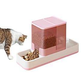 kathson Gravity Cat Food and Water Dispenser Automatic Dog Feeder Waterer 2 in 1 Auto Pet Food and Water Bowl Set Self Feeding for Puppy Kitten，Pink