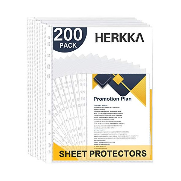 Sheet Protectors, HERKKA 200 Pack Upgrade Clear Plastic Page Protectors