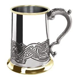 English Pewter Company 1 Pint Celtic Pewter and Brass Tankard [EP151]
