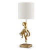 Octopus Table Lamp, Gold Finish, 26 Inches Tall, White Shade