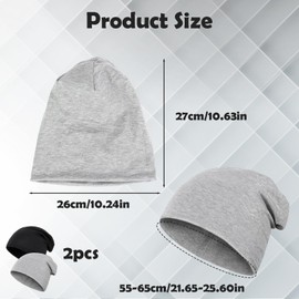Pack of 2 Comfort Soft Beanie Children, Fashion Simplicity Beanie Men, Slouch Hat for Spring, Autumn and Winter (Black and Light Grey)