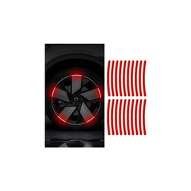 Zipelo 20PCS Reflective Car Wheel Decorative Stripe Stickers, Anti Scratch Vehicle Night Safety Warning Tape Decal, Automotive Exterior Tire Rims Sticker Accessories, Universal Fit (Red)