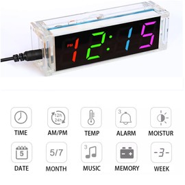 Gikfun Colorful Digital LED Electronic Alarm Clock DIY Kits Soldering Practice Learning Project EK1973