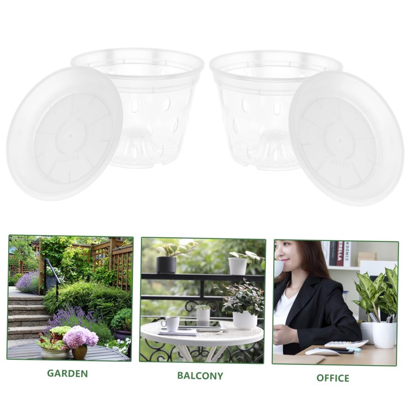 Kisangel 2sets Orchid Planting Pots Drainage Holes and Saucers for