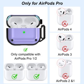 RFUNGUANGO for AirPods Pro 2nd Generation Case Cover with Cleaner Kit,Powerful Drop Protection, Magnetic Lid, for AirPod Gen 2 Charging Case 2023/2022/2019,Purple